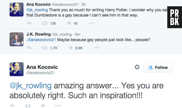 J.K Rowling : sa réponse au tweet d'une fan sur la sexualité de Dumbledore