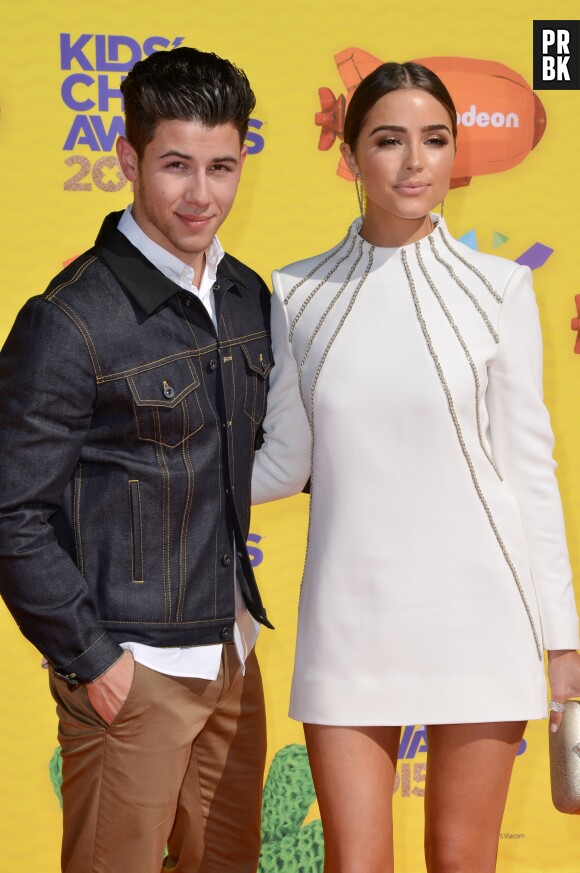 Nick Jonas et sa petite-amie Olivia Culpo aux Kids Choice Awards 2015, le 28 mars 2015 à Los Angeles
