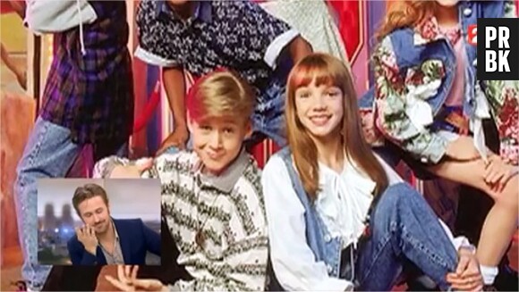 Ryan Gosling gêné devant des images de ses débuts enfant au Club Mickey, au JT de 20h de France 2, le 5 avril 2015