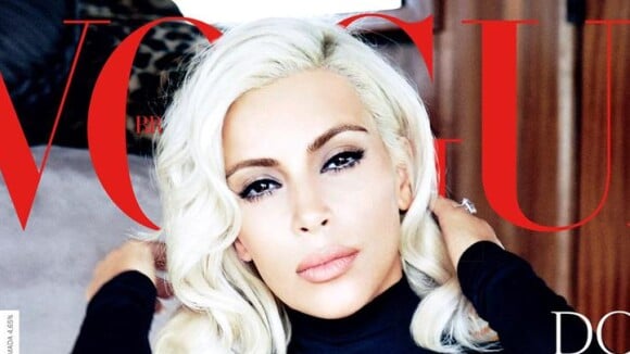 Kim Kardashian en Marilyn Monroe : blonde platine et topless en couverture de Vogue Brasil
