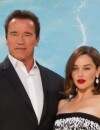  Emilia Clarke et Arnold Schwarzenegger pendant la promo de Terminator Genisys, le 21 juin 2015 &agrave; Berlin 