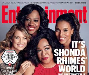 Shonda Rhimes pose avec Ellen Pompeo, Kerry Washington et Viola Davis en couverture de Entertainment Weekly