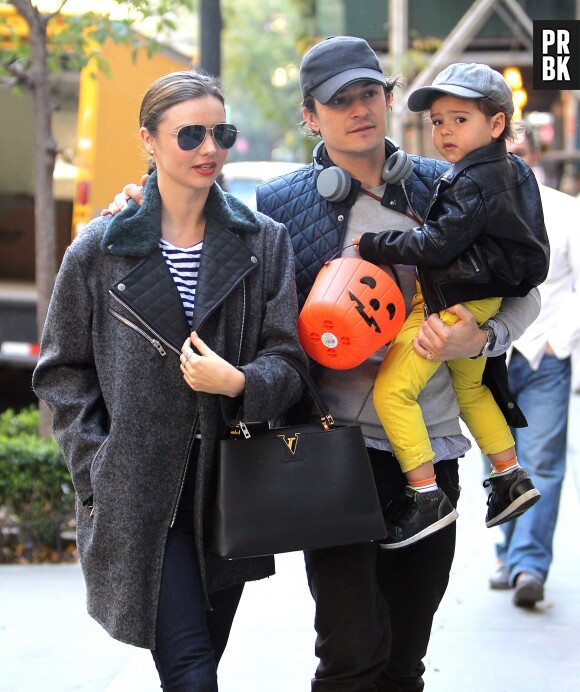 Orlando Bloom, Miranda Kerr et leur fils Flynn en 2013