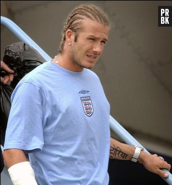 David Beckham et ses tresse plaquées en 2003