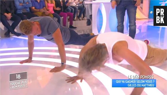 Matthieu Delormeau VS Gilles Verdez : battle de pompes dans TPMP le 30 septembre 2015 sur D8