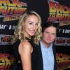 Michael J. Fox et sa femme à la projection du 30ème anniversaire de Retour vers le futur, le 21 octobre 2015