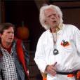 Michael J. Fox et Christopher Lloyd en Marty et Doc (Retour vers le futur) chez Jimmy Kimmel