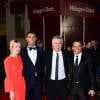 Cristiano Ronaldo, Carlo Ancelotti et Jorge Mendes sur le tapis rouge du documentaire consacré à Ronaldo, le 9 novembre 2015 à Londres
