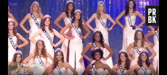 Miss Roussillon tombe en direct pendant Miss France 2016, le samedi 19 décembre 2015, au Zénith de Lille