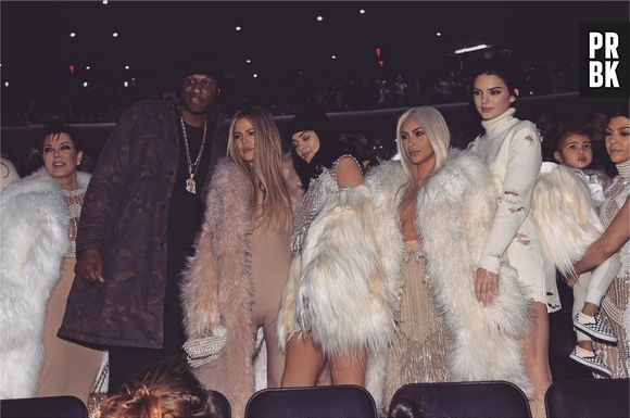 Le clan Kardashian et Lamar Odom au défilé Yeezy Season 3 de Kanye West au Madison Square Garden de New-York, le 11 février 2016