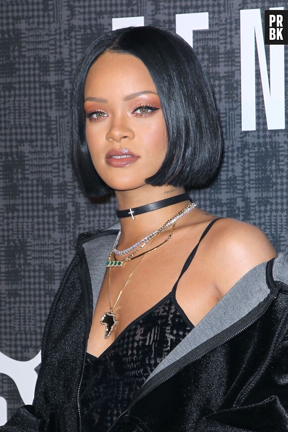 Rihanna pour le défilé Fenty Puma by Rihanna pendant la Fashion Week de New-York, le 12 février 2016