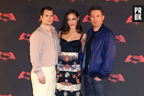 Gal Gadot avec Henry Cavill et Ben Affleck pour la promo de Batman v Superman