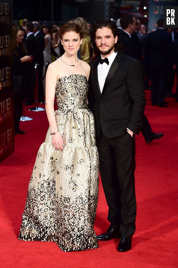 Kit Harington et Rose Leslie confirment leur couple aux Olivier Awards 2016 le 3 avril à Londres