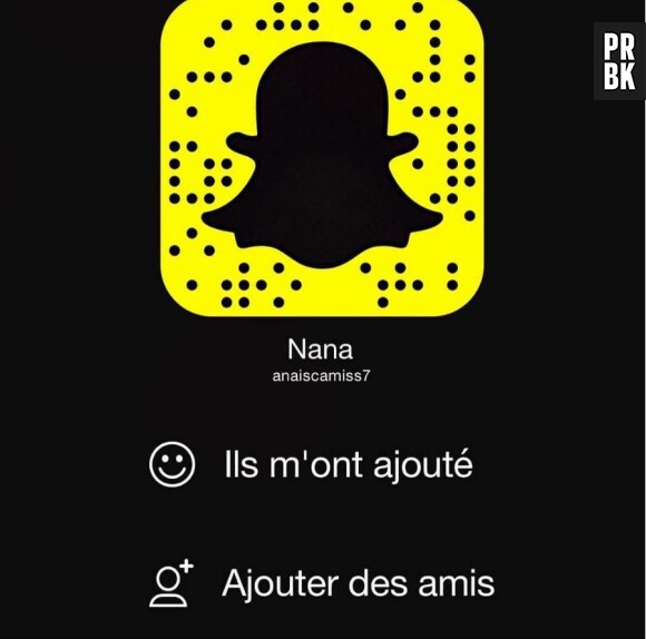 Anaïs Camizuli sur Snapchat : son compte officiel