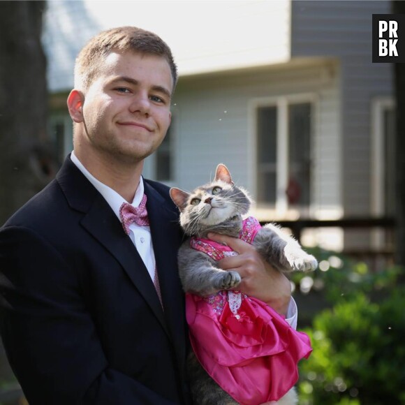 Sam Steingard et son chat pour le bal de promo