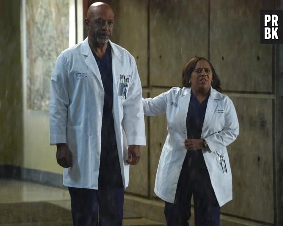 Grey's Anatomy saison 13, épisode 9 : Richard (James Pickens Jr) et Miranda (Chandra Wilson) sur une photo