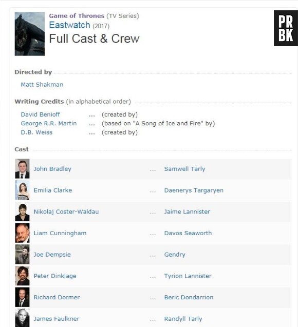 Game of Thrones saison 7 : le retour de Gendry spoilé sur IMDB ?