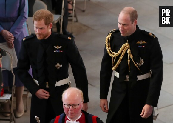 Mariage de Meghan Markle et du Prince Harry : le Prince Harry et son frère le Prince William dans la chapelle.