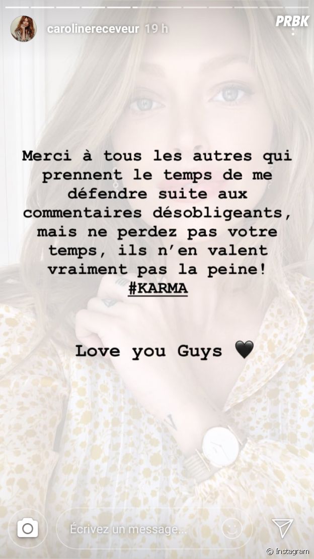 Caroline Receveur répond aux haters sur Instagram