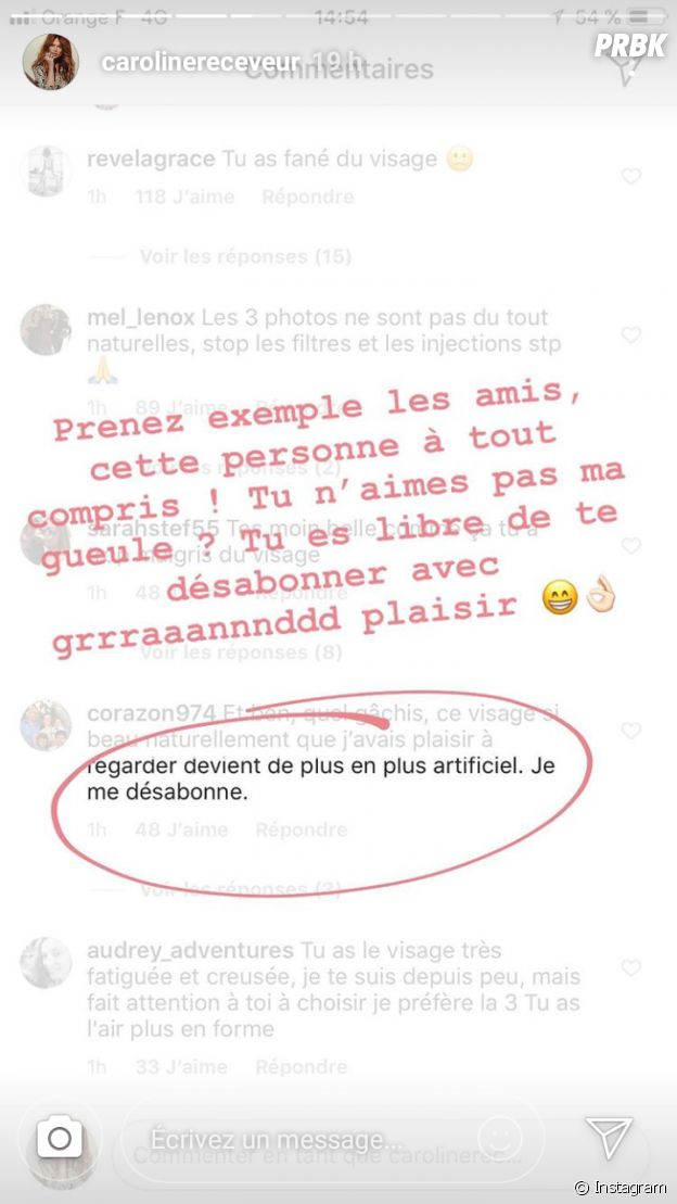 Caroline Receveur répond aux haters sur Instagram