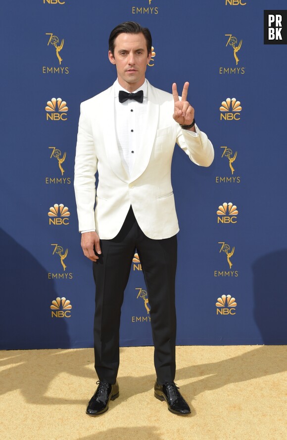 Milo Ventimiglia sur le tapis rouge des Emmy Awards 2018 le 17 septembre à Los Angeles