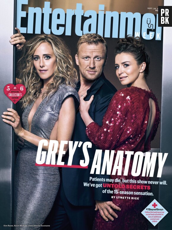 Grey's Anatomy saison 15 : la couverture spéciale avec Kim Raver (Teddy), Kevin McKidd (Owen) et Caterina Scorsone (Amelia)