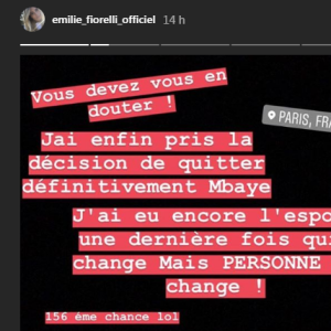 Emilie Fiorelli annonce sa rupture avec M'Baye Niang sur Instagram