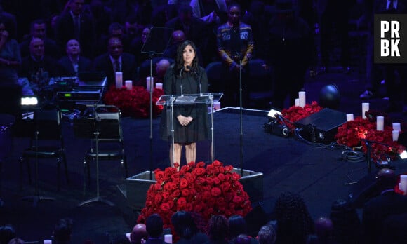 L'hommage émouvant de Vanessa Bryant à Kobe Bryant et sa fille Gianna le 24 février 2020 au Staples Center de Los Angeles
