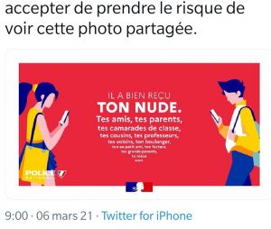 Twitter : le hashtag #sexting en TT suite à une campagne controversée de la police nationale sur les nudes et le revenge porn, la police s'excuse