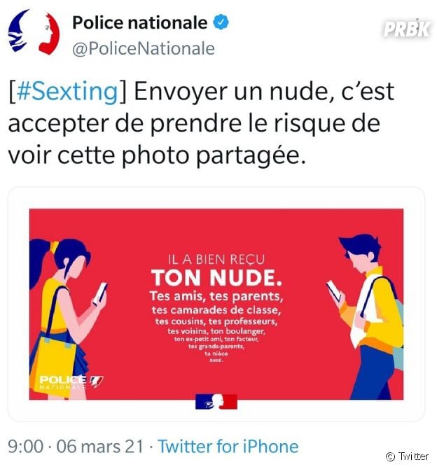 Twitter : le hashtag #sexting en TT suite à une campagne controversée de la police nationale sur les nudes et le revenge porn, la police s'excuse