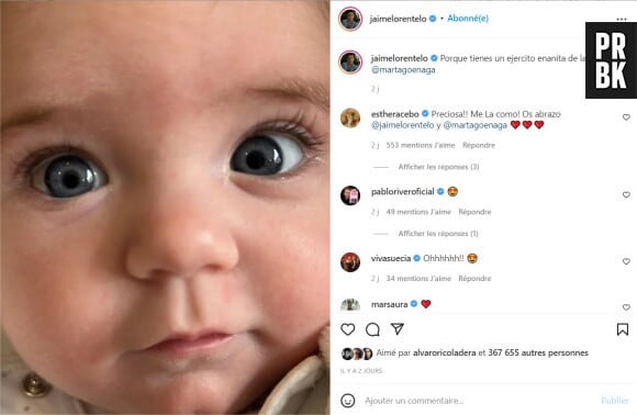 Jaime Lorente dévoile le visage de sa fille Amaia sur Instagram