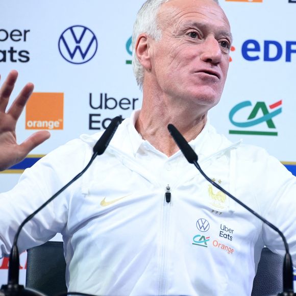 Le sélectionneur de l'équipe de France de football Didier Deschamps en conférence de presse avant le match de qualification à l'Euro 2024 contre les Pays-Bas au centre de formation et centre National du Footbal de Clairefontaine, France, le 20 mars 2023. © Federico Pestellini/Panoramic/Bestimage  French national football team coach Didier Deschamps at a press conference ahead of the Euro 2024 qualifying match against the Netherlands at the training center and National Footbal Center in Clairefontaine, France, on March 20, 2023.