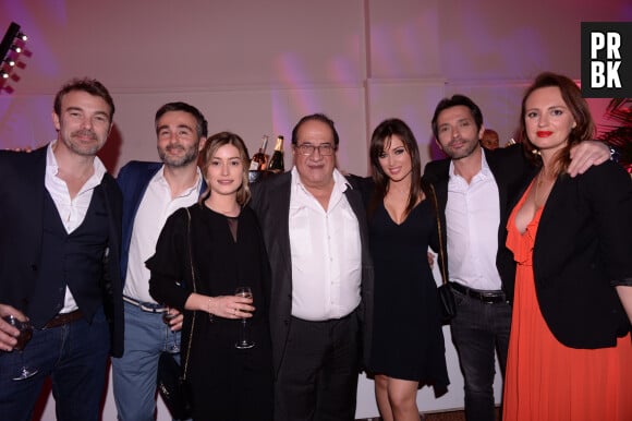 Exclusif - Patrick Puydebat, guest, Charlotte Marzo, Jean-Luc Azoulay, Elsa Esnoult, Sebastien Roch et Florence Mézard à l'after-party du deuxème jour de la 2ème édition du "Canneseries" à l'hôtel Martinez à Cannes, France, le 6 avril 2019. © Rachid Bellak/Bestimage  Exclusive - For Germany Call For Price - Celebs attending the opening of the 2nd edition of "Canneseries" party at the Martinez Hotel in Cannes, France, on April 6th, 2019. 