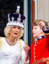 Camilla Parker Bowles, reine consort d'Angleterre et Louis Lopes - La famille royale britannique salue la foule sur le balcon du palais de Buckingham lors de la cérémonie de couronnement du roi d'Angleterre à Londres le 5 mai 2023.   
