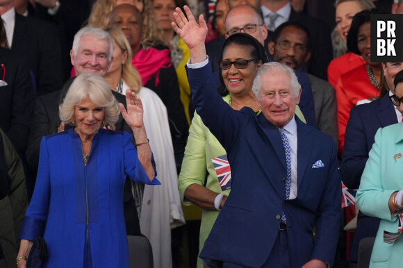 Concert du couronnement du roi et de la reine dans l'enceinte du château de Windsor Camilla Parker Bowles, reine consort d'Angleterre et le roi Charles III d'Angleterre au concert du couronnement du roi et de la reine dans l'enceinte du château de Windsor, Royaume Uni, le 7 mai 2023. 