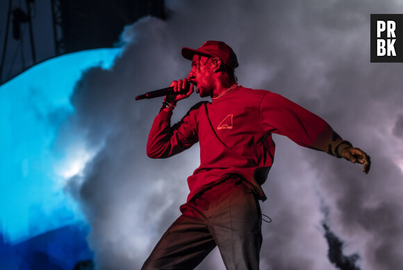 Travis Scott en concert à l'occasion du Festival Wireless à Londres au Royaume-Uni, le 6 juillet 2019.