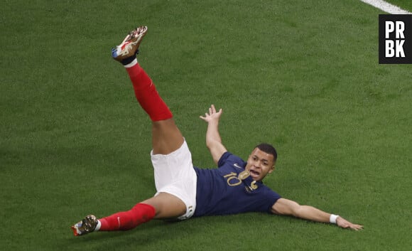 Kylian Mbappe of France reacts during the FIFA World Cup semifinals soccer match between France and Morocco at Al Bayt Stadium in Al Khor, Qatar, 14 December 2022. Photo by Alberto Estevez/Efe/ABACAPRESS.COM