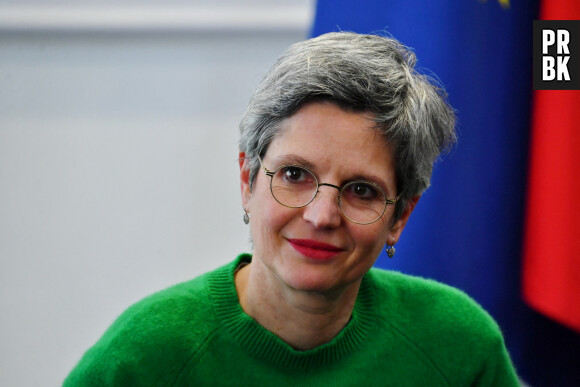 EELV (Europe Ecologie Les Verts) MP Sandrine Rousseau attending a press briefing in the press conference room of the Palais Bourbon, home of the French lower house, on February 14, 2023 in Paris, France. Photo by Karim Ait Adjedjou/ABACAPRESS.COM