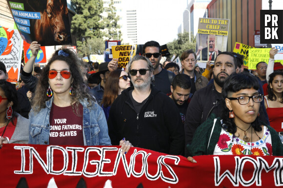 Joaquin Phoenix - Les stars s'investissent dans la manifestation en faveur du climat "Fire Drill Fridays" à Los Angeles le 7 février 2020. © Future-Image via ZUMA Press / Bestimage
