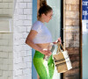 Studio City, CA - EXCLUSIVE - A sweaty Jennifer Lopez starts off her Monday with a trip to the Tracy Anderson Studio for a workout. Pictured: Jennifer Lopez
