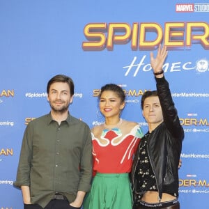 Jon Watts, Tom Holland et Zendaya - Photocall du film "Spiderman" à Barcelone, Espagne, le 18 juin 2017. 