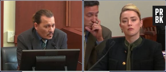 Johnny Depp témoigne dans son procès en diffamation contre son ex-femme Amber Heard au tribunal de Fairfax, le 26 mai 2022. La veille, son ancienne compagne, le mannequin K.Moss a témoigné en visio pour assurer que l'acteur n'était pas responsable de sa chute dans un escalier en Jamaïque dans les années 1990. 