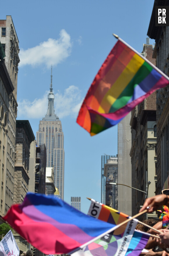 Illustration de la Marche des Fiertés (Gay Pride) à New York, à l'occasion du 50ème anniversaire des événements de Stonewall. Le 30 juin 2019