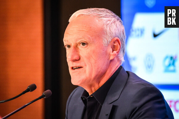 Didier Deschamps lors de la conférence de presse pour la liste des joueurs sélectionnés pour les éliminatoires de l'UEFA Euro 2024 au siège de la Fédération française de football à Paris, le 16 mars 2023.