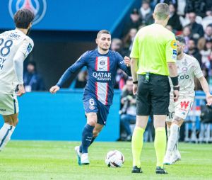 Marco Verratti (Paris SG) lors du match de Ligue 1 Uber Eats "PSG - Lille (4-3)" au Parc des Princes, le 19 février 2023.  Ligue 1 Uber Eats's soccer game "PSG - Lille (4-3)" held at the Parc des Princes. February 19th, 2023. 