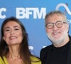 Julie Hammett et Laurent Ruquier lors de la conférence de presse de rentrée BFM TV. - RMC du groupe Altice France à Paris, France, le 31 août 2023. © Coadic Guirec/Bestimage
