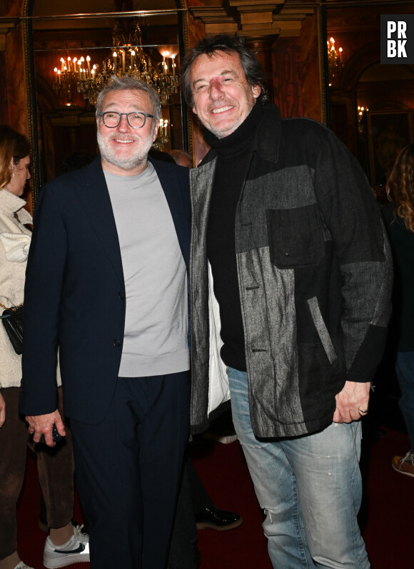 Exclusif - Laurent Ruquier et Jean-Luc Reichmann - 100ème de la pièce "Je préfère qu'on reste ensemble" au Théâtre des Variétés à Paris le 12 janvier 2023. © Coadic Guirec/Bestimage 