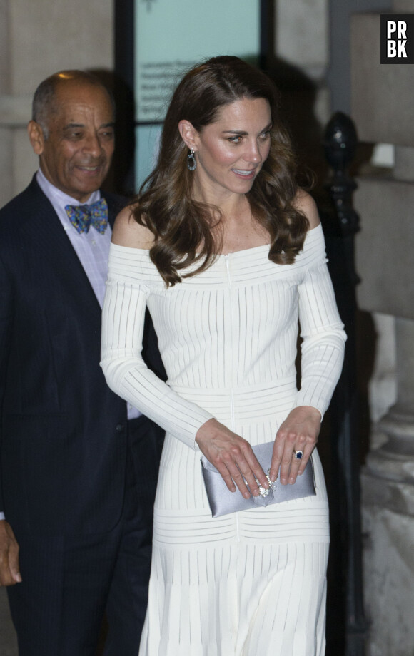 Catherine (Kate) Middleton, duchesse de Cambridge, à la sortie du dîner de gala "Action on Addiction" à Londres, le 12 juin 2019. 