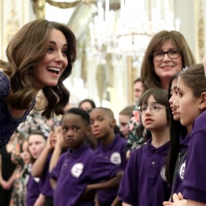 Kate Middleton, duchesse de Cambridge, assiste au dîner de gala à l'occasion du 25 ème anniversaire de l'association caritative "Place2Be" à Buckingham Palace à Londres, le 9 mars 2020. Cette association vient en aide aux enfants à travers un soutien en santé mentale dans les écoles. 