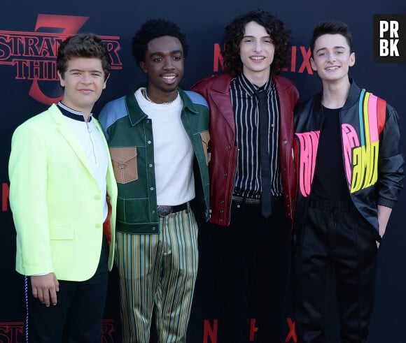 Gaten Matarazzo, Caleb McLaughlin, Millie Bobby Brown, Sadie Sink, Finn Wolfhard, Noah Schnapp à la première de la série Netflix "Stranger Things - Saison 3" à Los Angeles, le 28 juin 2019.  Celebrities at the premiere of "Stranger Things - Season 3" in Los Angeles. June 28th, 2019.